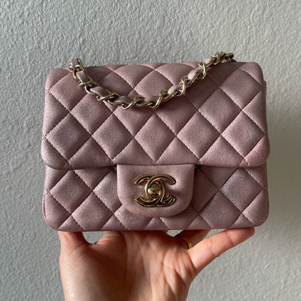 ❌SOLD❌Chanel Iridescent Pink Calfskin Mini Square GHW